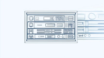 Fototapete - Illustrated Stackable Server Modules Representing Scalable IT Infrastructure, Cloud Computing, and Futuristic Data Center Solutions, Generative AI