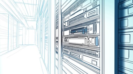 Leinwandbilder - Illustrated Stackable Server Modules Representing Scalable IT Infrastructure, Cloud Computing, and Futuristic Data Center Solutions, Generative AI