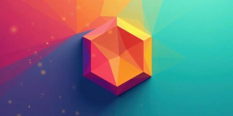 Poster - Abstract Colorful Hexagon with Low Poly Design and Gradient Background