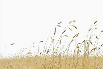 Wall Mural - Golden grass sways in light at sunset