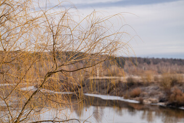 Wall Mural - winter landscape with river