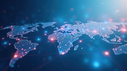 Poster - Global Network Connections A Digital World Map Illustration