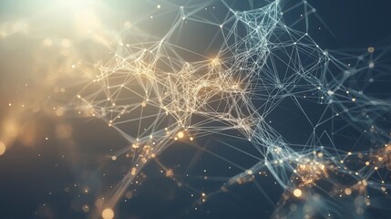 Leinwandbilder - Futuristic Abstract Network of Connected Particles, Representing Artificial Intelligence, Data Visualization, and Technological Advancement in a Digital World, Generative AI