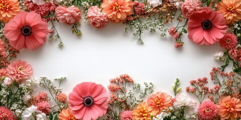 Poster - Bunch of colorful flowers arranged on a clean white background for fresh and vibrant decoration valentine day