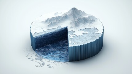 Aufkleber - 3D Visualization of Global Water Consumption with a Splash Effect, Highlighting Economic Impact, Sustainability, and Resource Management, Generative AI