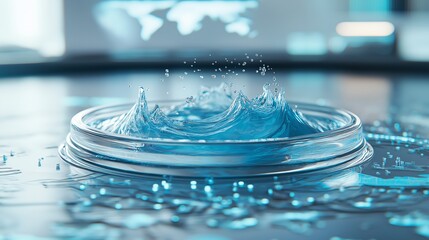 Poster - Advanced Digital Water Analysis with Futuristic AI Interface, Representing Smart Monitoring, Sustainability, and Data-Driven Water Management Solutions, Generative AI