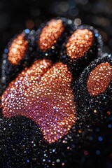 Poster - Glittering paw print creates a mesmerizing visual against a dark backdrop