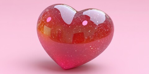 Poster - Heart shaped object on a soft pink background with smooth texture and vibrant color contrast valentine day
