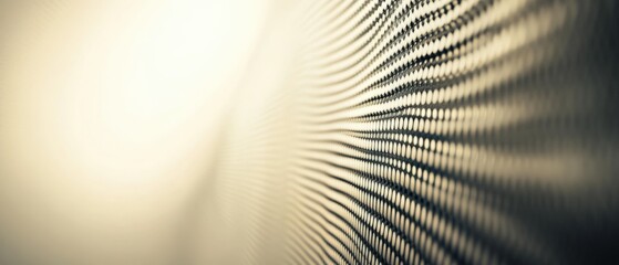 Abstract close up of black mesh material with shallow depth of field and a warm white background