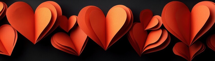 Poster - Red hearts arranged on a black wall creating a vibrant decorative display for celebration or love valentine day