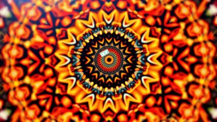 Wall Mural - 3d kaleidoscope mandala abstract background of trippy art psychedelic trance to open third eye with