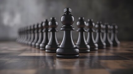 Poster - black chess pieces strategically arranged on a chessboard symbolizing the execution based growth str