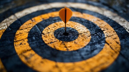 Poster - Bullseye archery target with concentric circles representing the focus precision and execution of tactical innovation goals combining leadership frameworks visionary solutions