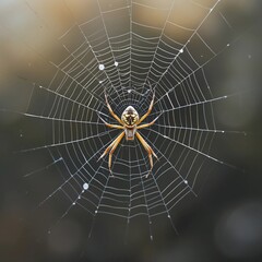 Orb Weaver Spider on its Web Detailed Close up Nature Photography