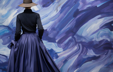 Poster - Ther is Silk, satin fabric in blue 