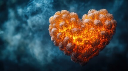 Poster - Heart shaped fire emitting smoke against dark background in a symbolic representation of passion valentine day