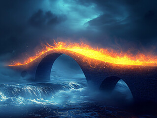 Wall Mural - Burning Bridge Fantasy