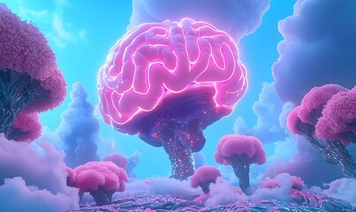 Poster - Surreal AI Optimization, a dreamlike visualization of artificial intelligence enhancing global systems, blending technology with imaginative landscapes.