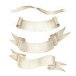 © natikka - Watercolor neutral beige ribbon collection.  Hand drawn  isolated  illustration on white background