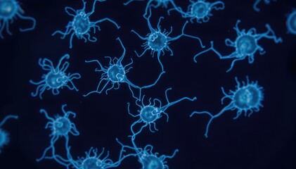 Aufkleber - Microscopic view of interconnected neurons complex network of cells