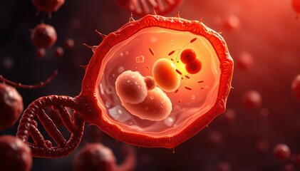 Aufkleber - Microscopic view of cellular structures and DNA