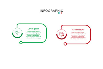 2 steps infographics design template - graph, pie chart, workflow layout, squire diagram, brochure, 