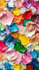 Poster - Vibrant abstract art exhibition contemporary gallery texture-focused artwork urban environment close-up view modern aesthetics