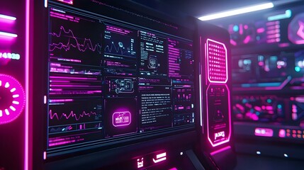 Poster - Futuristic E-commerce Hub, a sleek digital marketplace featuring advanced technology, interactive displays, and vibrant user interfaces.