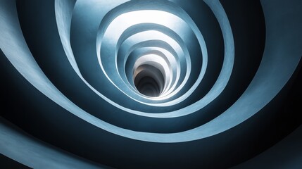 Wall Mural - A spiral shaped blue wall with a hole in the middle