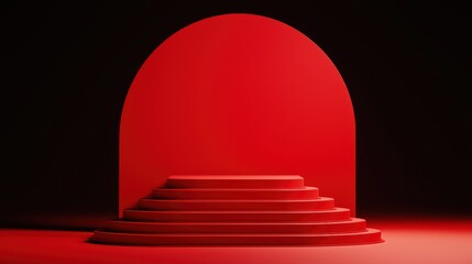 Poster - Abstract Red Stage with Arch and Steps for Creative Presentations