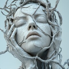 Poster - Abstract sculptural themes in contemporary art gallery space detailed portrait artistic environment close-up view expression of emotion