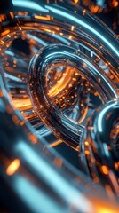 Poster - Futuristic abstract art installation digital realm visual content dynamic environment close-up view contemporary design concepts