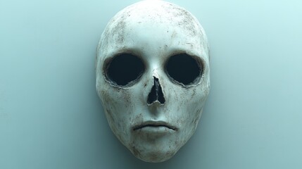 Wall Mural - A white skull with a black eye and a mouth