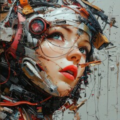 Poster - Futuristic art installation urban gallery digital media contemporary space eye-level perspective motion-inspired designs