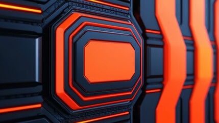 Poster - Abstract Futuristic Wall Design with Black and Orange Elements