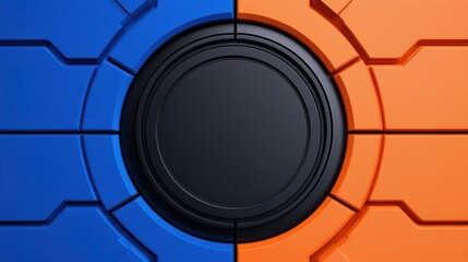 Poster - Modern Circular Design with Blue and Orange Color Split Background