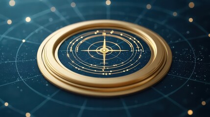 Poster - Golden Compass Design with Geometric Patterns and Abstract Background