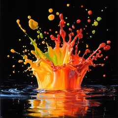 Poster - Dynamic color splash art display gallery exhibition contemporary art indoor environment vibrant viewpoint abstract concept