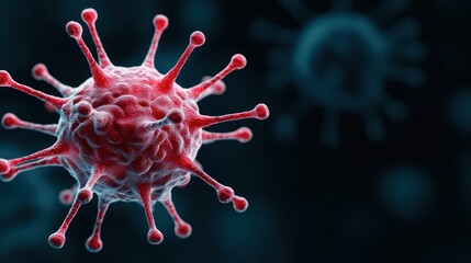 Poster - Close-up View of Microscopic Virus Structure on Dark Background