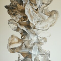 Poster - Dynamic contemporary art exhibition featuring fluid forms urban gallery abstract sculptures modern environment artistic perspective