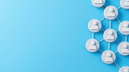 Poster - Network of Connected User Icons on a Blue Background