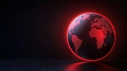 Poster - Red Glow of the Earth in Dark Background with Digital Effect