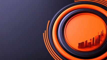 Poster - Abstract Design with Orange Circular Elements and Rising Bars