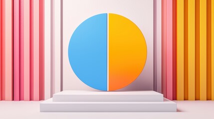 Poster - Colorful Circular Chart on Minimalist Stage with Bold Background