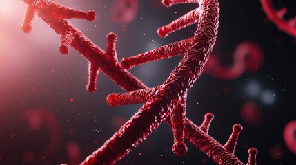 Poster - detailed close-up of red rna structure on dark background