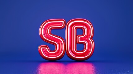 Poster - Neon Lettering SB in Bright Colors against a Blue Background