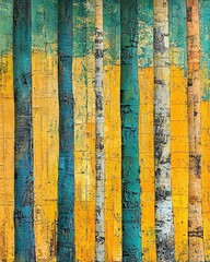 Poster - Vibrant textural collage art display urban gallery contemporary artwork creative environment close-up viewpoint