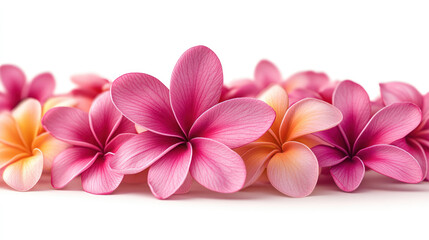 Wall Mural - Pink plumeria flowers, isolated, tropical, arrangement, white ba