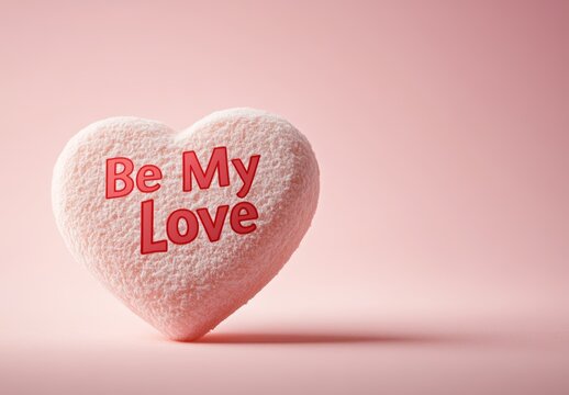 A pink candy heart with the words 