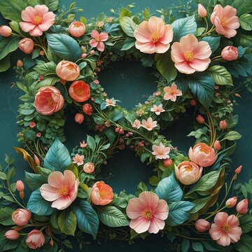 Botanical Banner to Celebrate International Woman's Day. Green Floral Design with Number 8